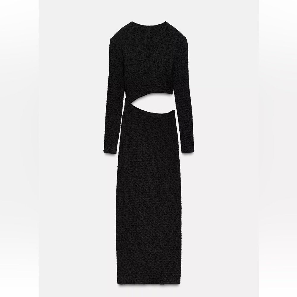 Zara Textured Cutout Long Sleeve Maxi Dress